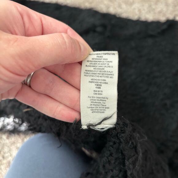 Free People Jagger Shaggy Duster Length Wool Blend Cardigan Black Sz M - Picture 13 of 14